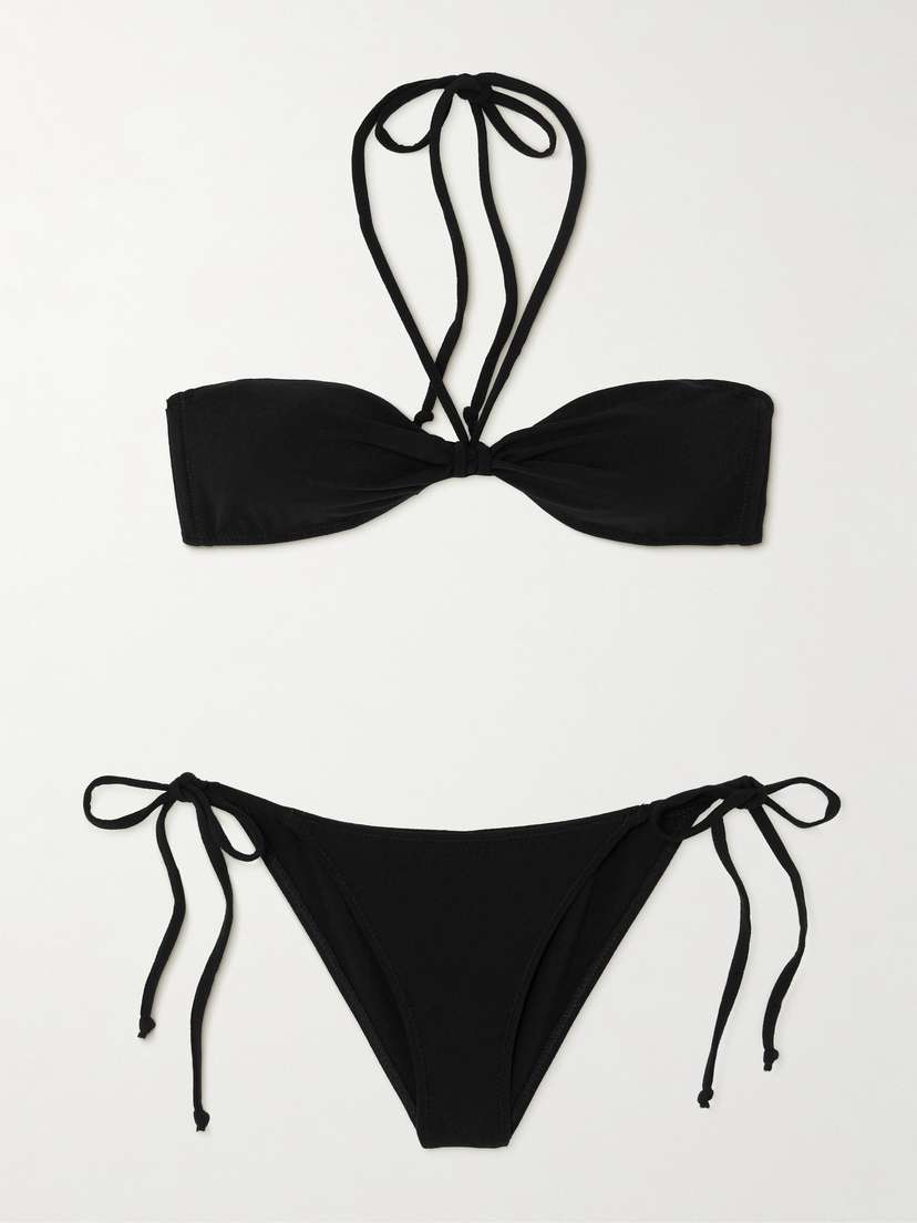 Lisa Marie Fernandez + Net Sustain Gathered Crepe Halterneck Bikini