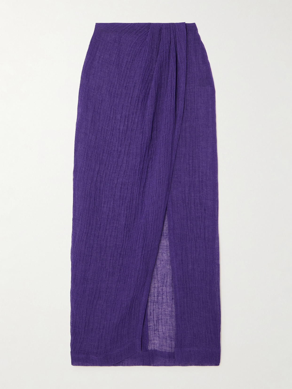 Lisa Marie Fernandez + Net Sustain Linen-blend Gauze Coverup In Purple