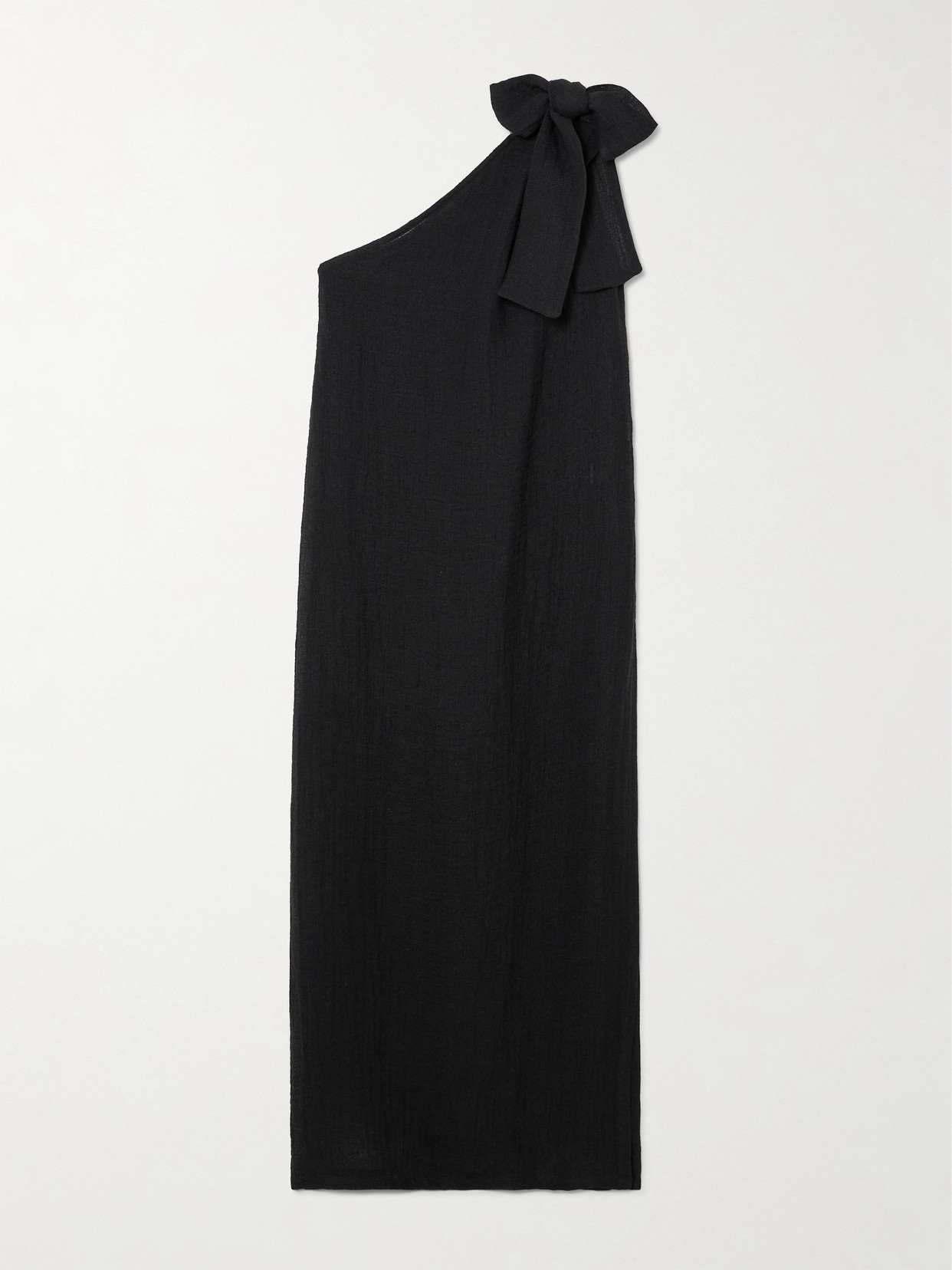 Lisa Marie Fernandez + Net Sustain One-shoulder Linen-blend Gauze Maxi Dress In Black