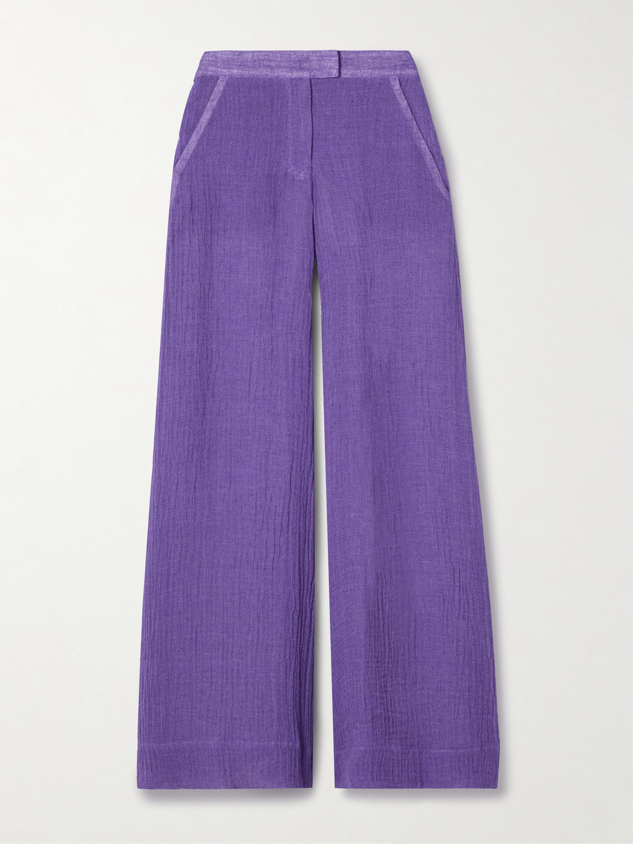 Lisa Marie Fernandez + Net Sustain Linen-blend Gauze Wide-leg Pants In Purple