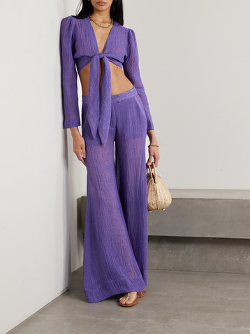 Lisa Marie Fernandez + NET SUSTAIN linen-blend gauze wide-leg pants