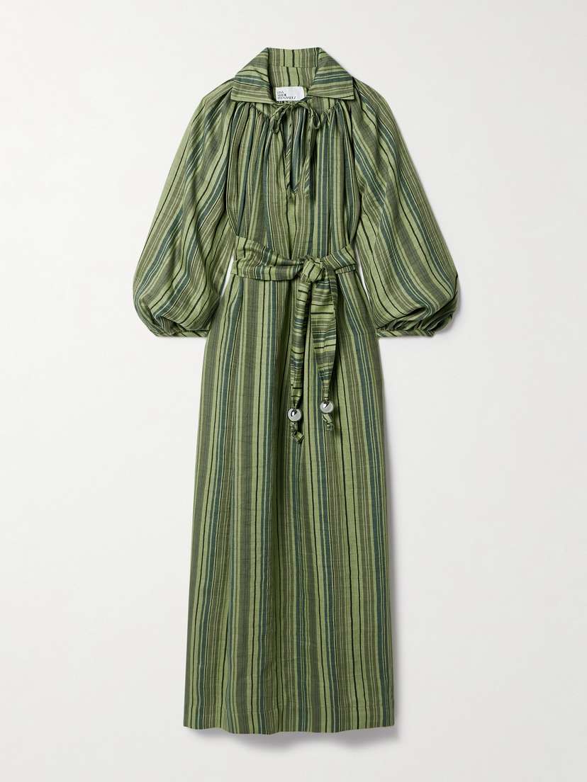 Lisa Marie Fernandez + Net Sustain Poet Belted Striped Linen-blend Maxi Dress