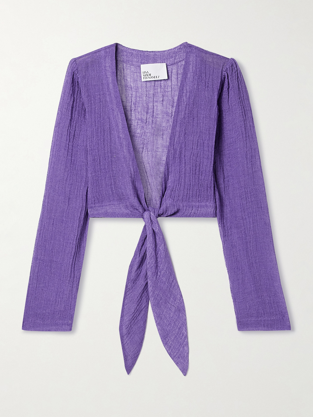 Lisa Marie Fernandez - + Net Sustain Cropped Tie-front Linen-blend Gauze Blouse - Purple