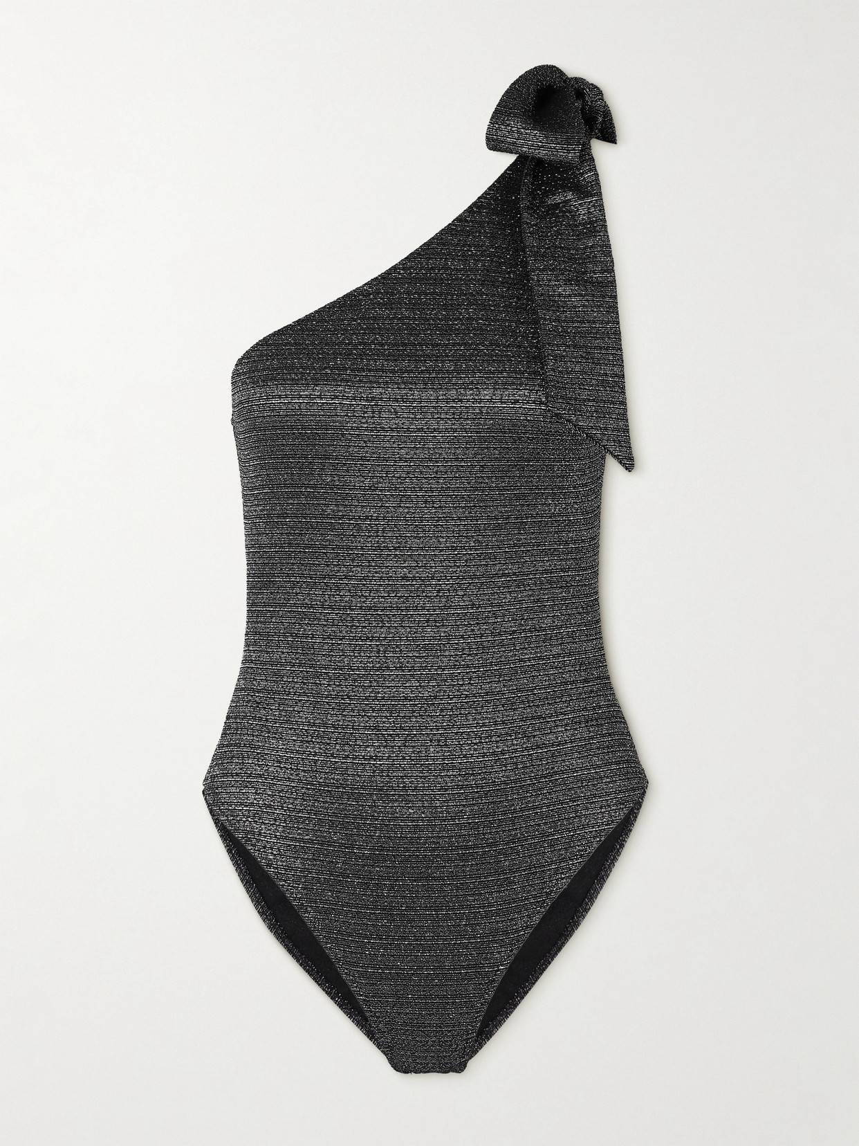 Lisa Marie Fernandez + Net Sustain Tie-detailed One-shoulder Metallic Swimsuit - Silver