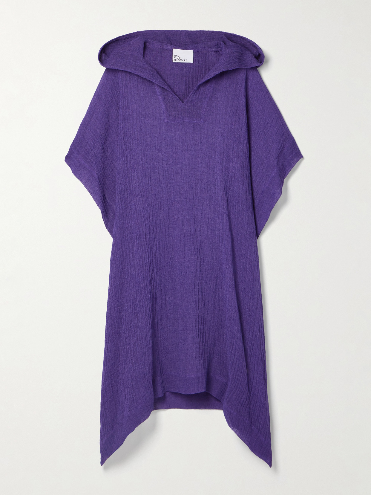Lisa Marie Fernandez + Net Sustain Oversized Crinkled Linen-blend Gauze Poncho - Purple