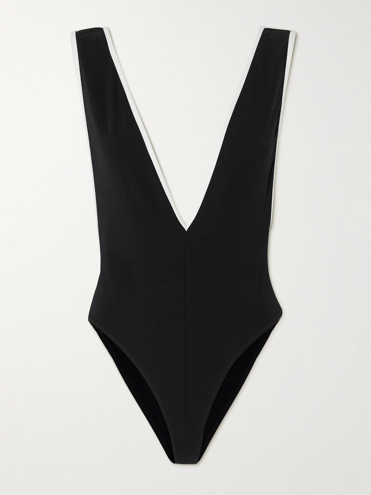 Lisa Marie Fernandez + Net Sustain Two-tone Stretch-crepe Swimsuit In Black