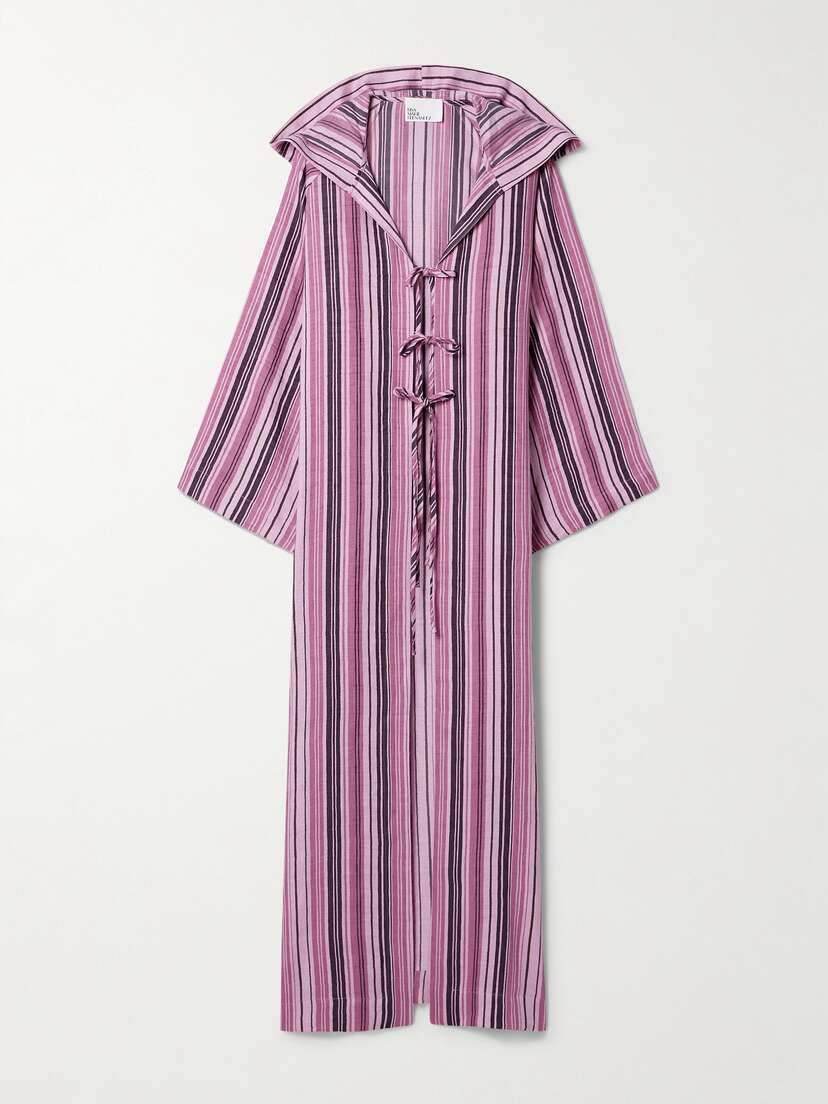 Lisa Marie Fernandez + Net Sustain Beach Cape Striped Linen-blend Maxi Dress