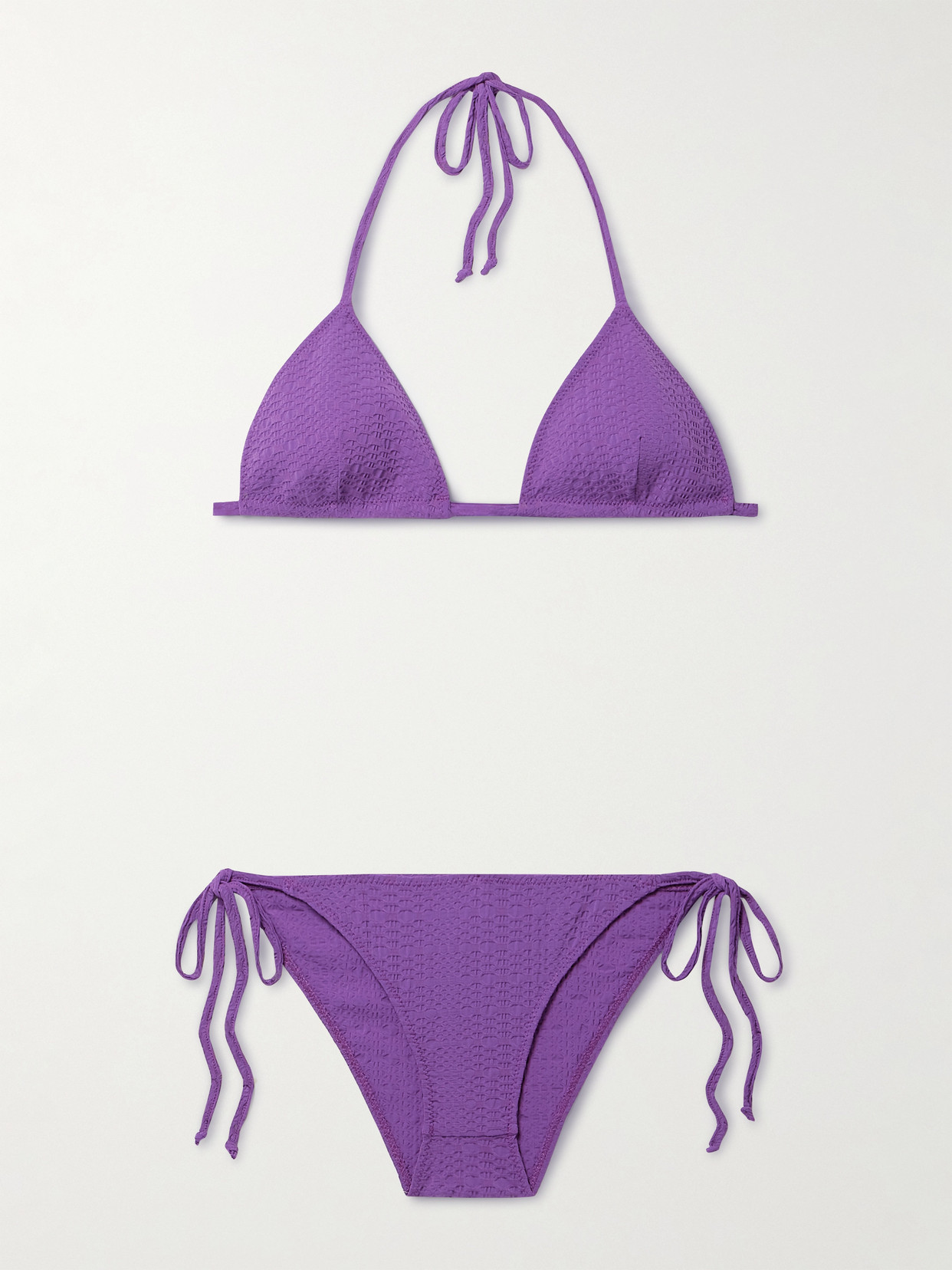 Lisa Marie Fernandez + Net Sustain Seersucker Triangle Bikini - Purple