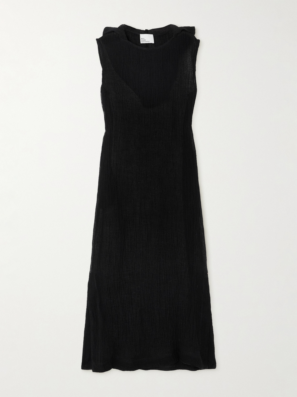 Shop Lisa Marie Fernandez + Net Sustain Column Hooded Linen-blend Gauze Maxi Dress In Black