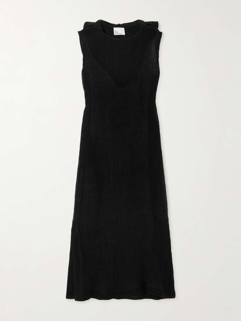 Lisa Marie Fernandez + Net Sustain Column Hooded Linen-blend Gauze Maxi Dress
