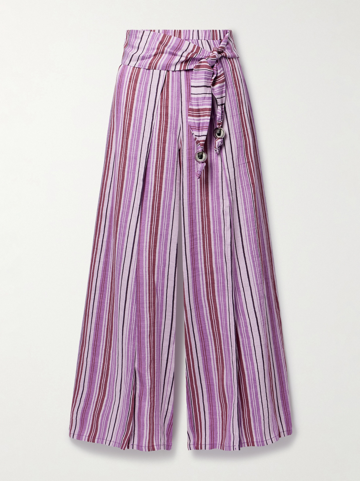 Lisa Marie Fernandez + Net Sustain Farrah Striped Linen-blend Gauze Wide-leg Pants - Purple