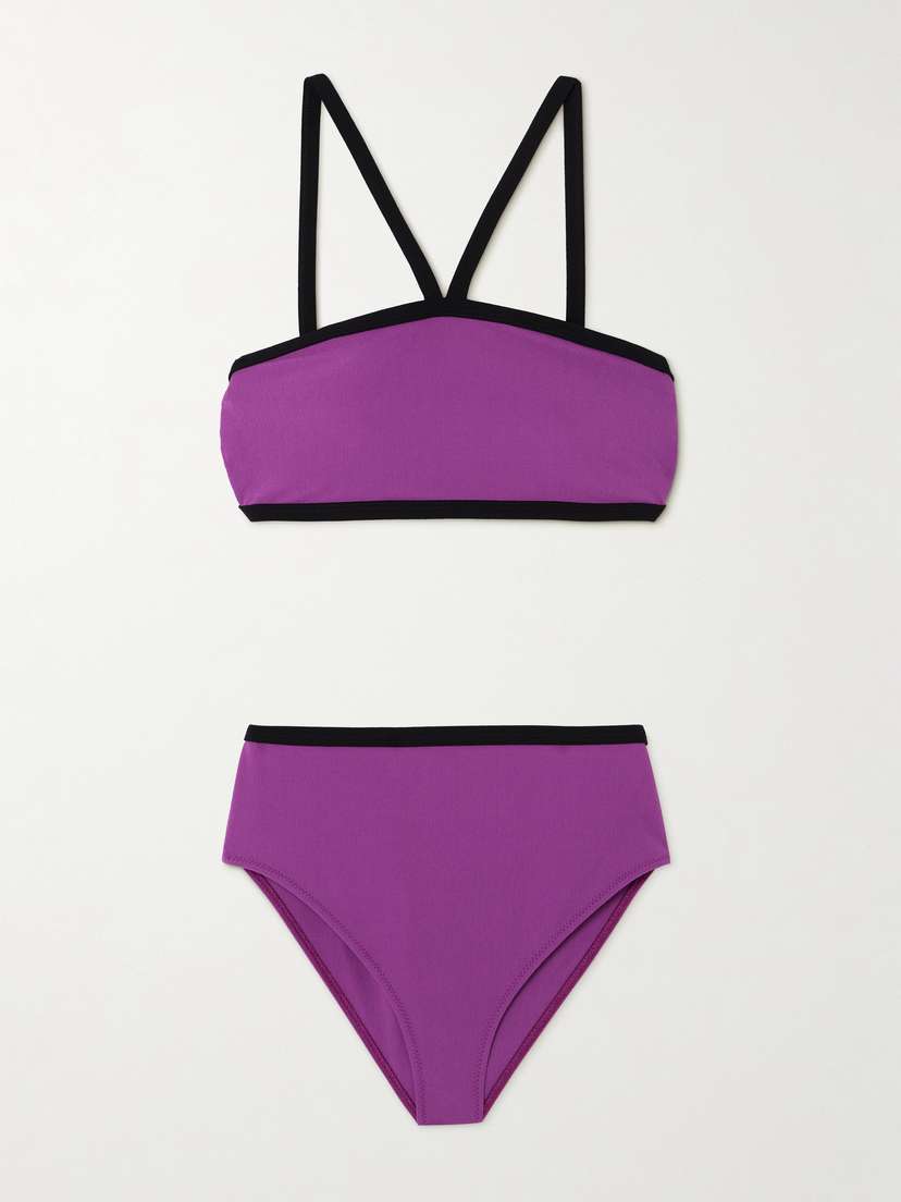 Lisa Marie Fernandez + Net Sustain Two-tone Crepe Bikini