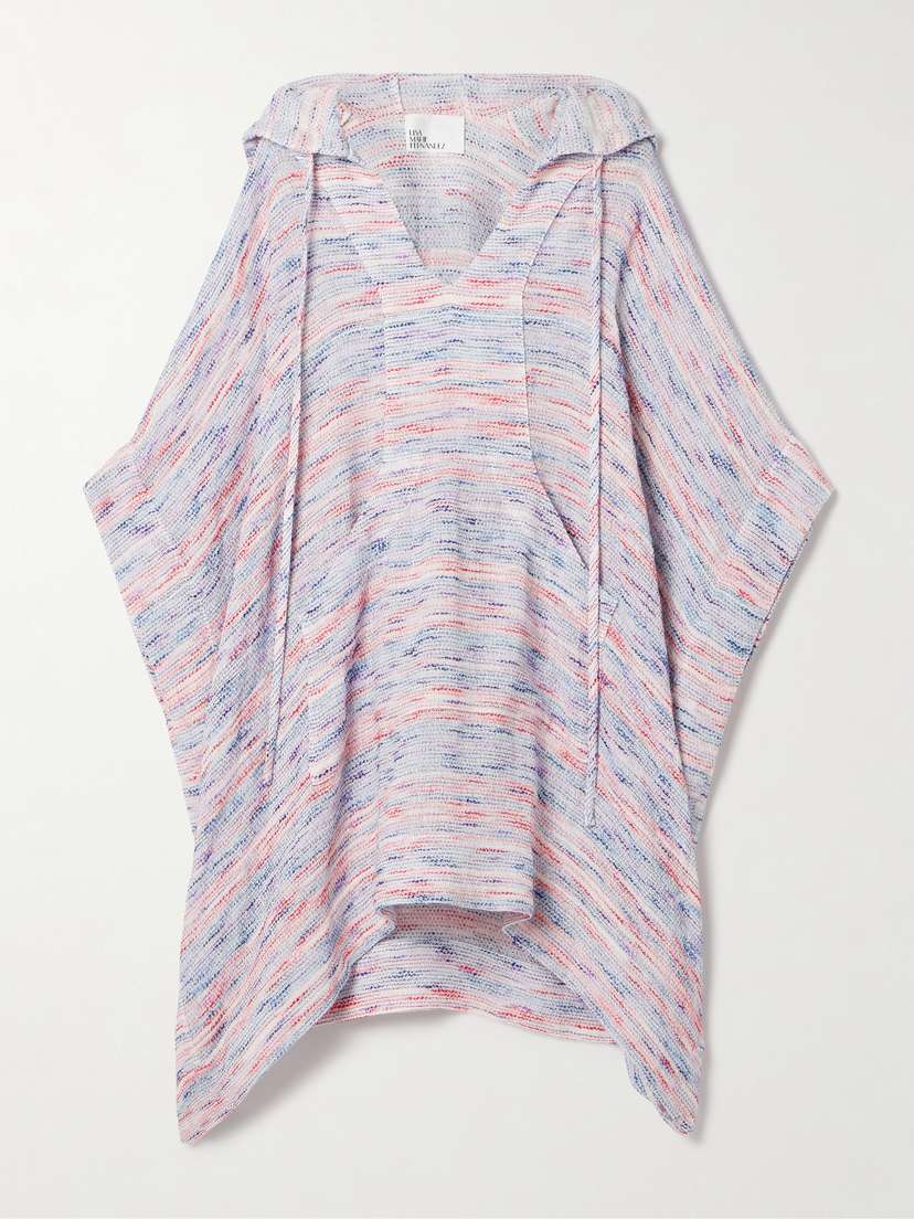 Lisa Marie Fernandez + Net Sustain Hooded Striped Crinkled Linen-blend Pocho