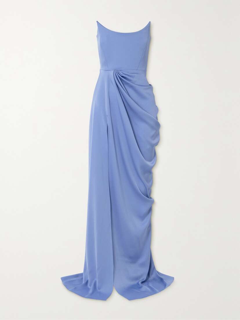 Alex Perry Strapless Draped Satin-crepe Gown - UK 16