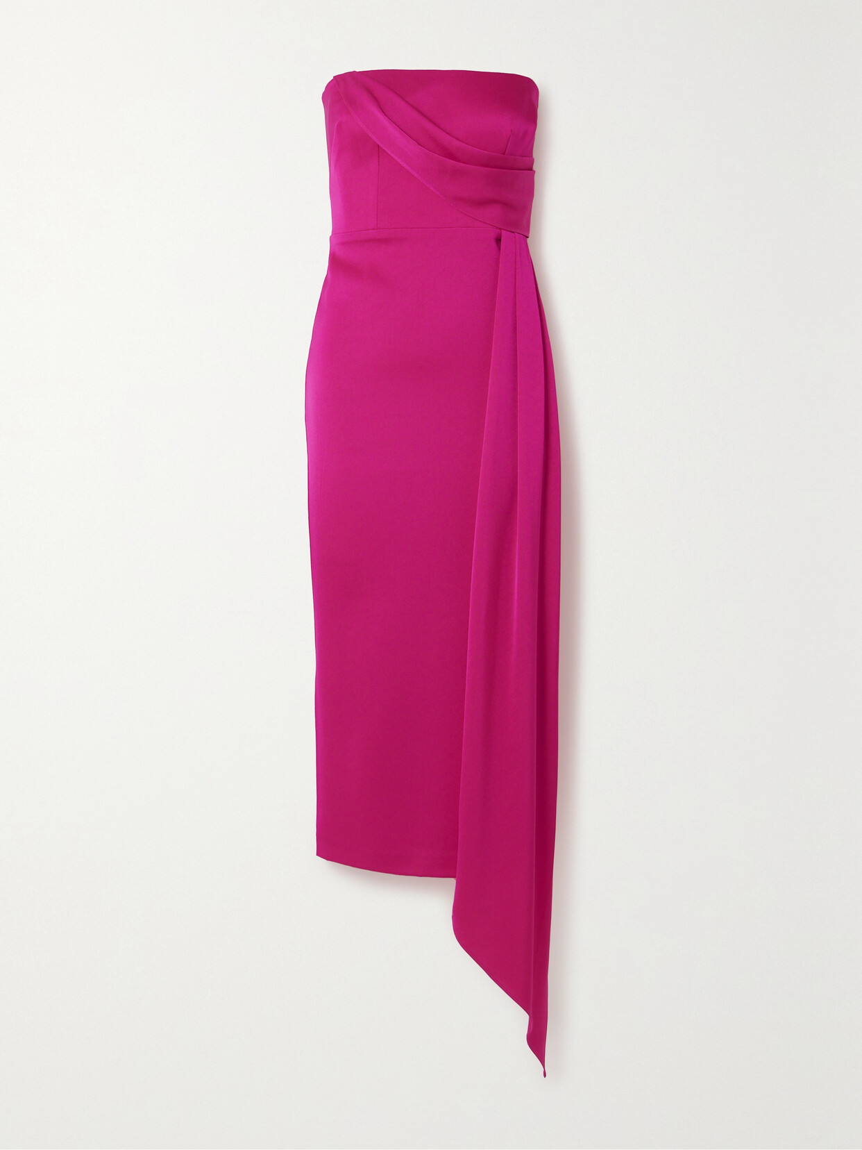 Alex Perry Strapless Draped Satin-crepe Midi Dress In Pink