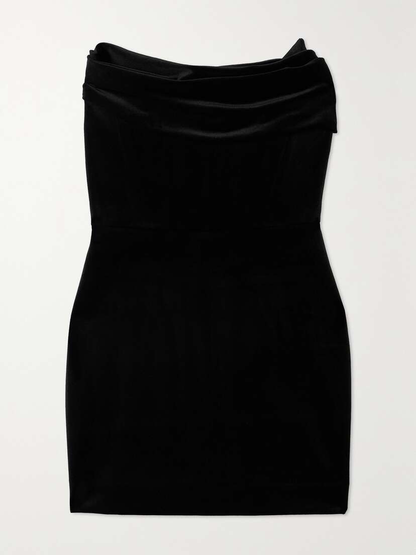 Alex Perry Strapless Draped Stretch-velvet Mini Dress