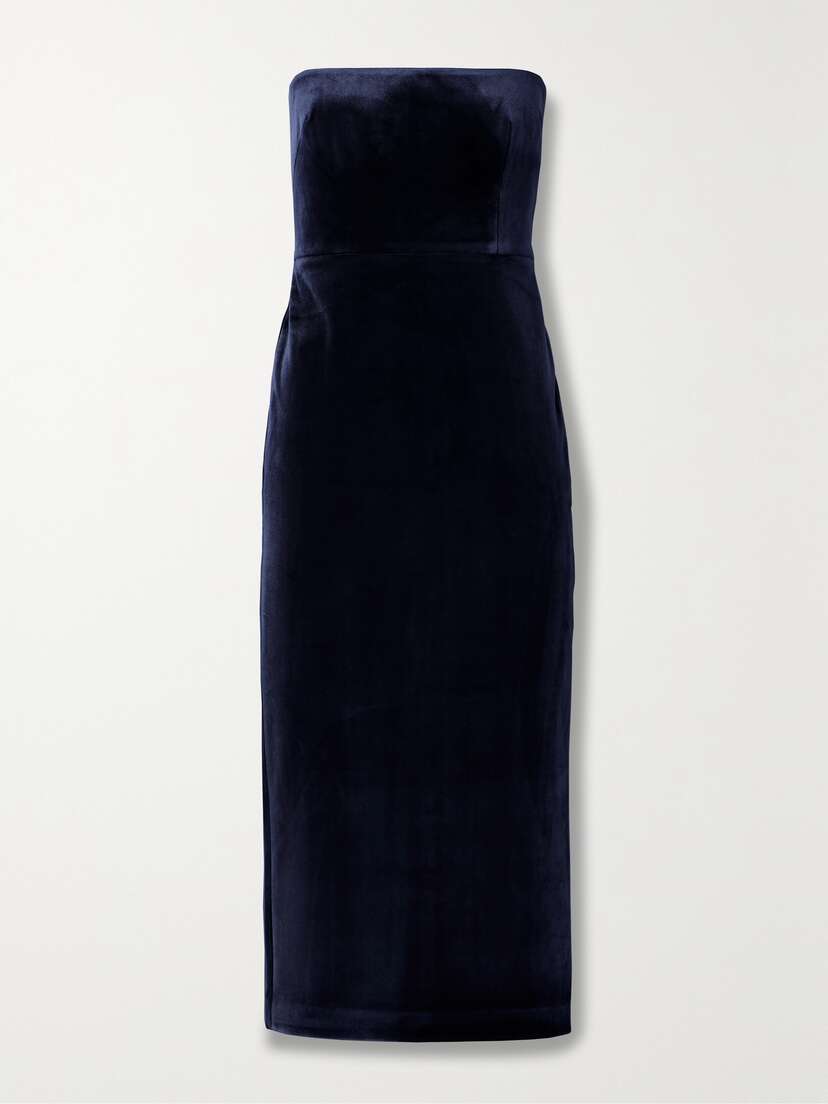 Alex Perry Strapless Velvet Midi Dress