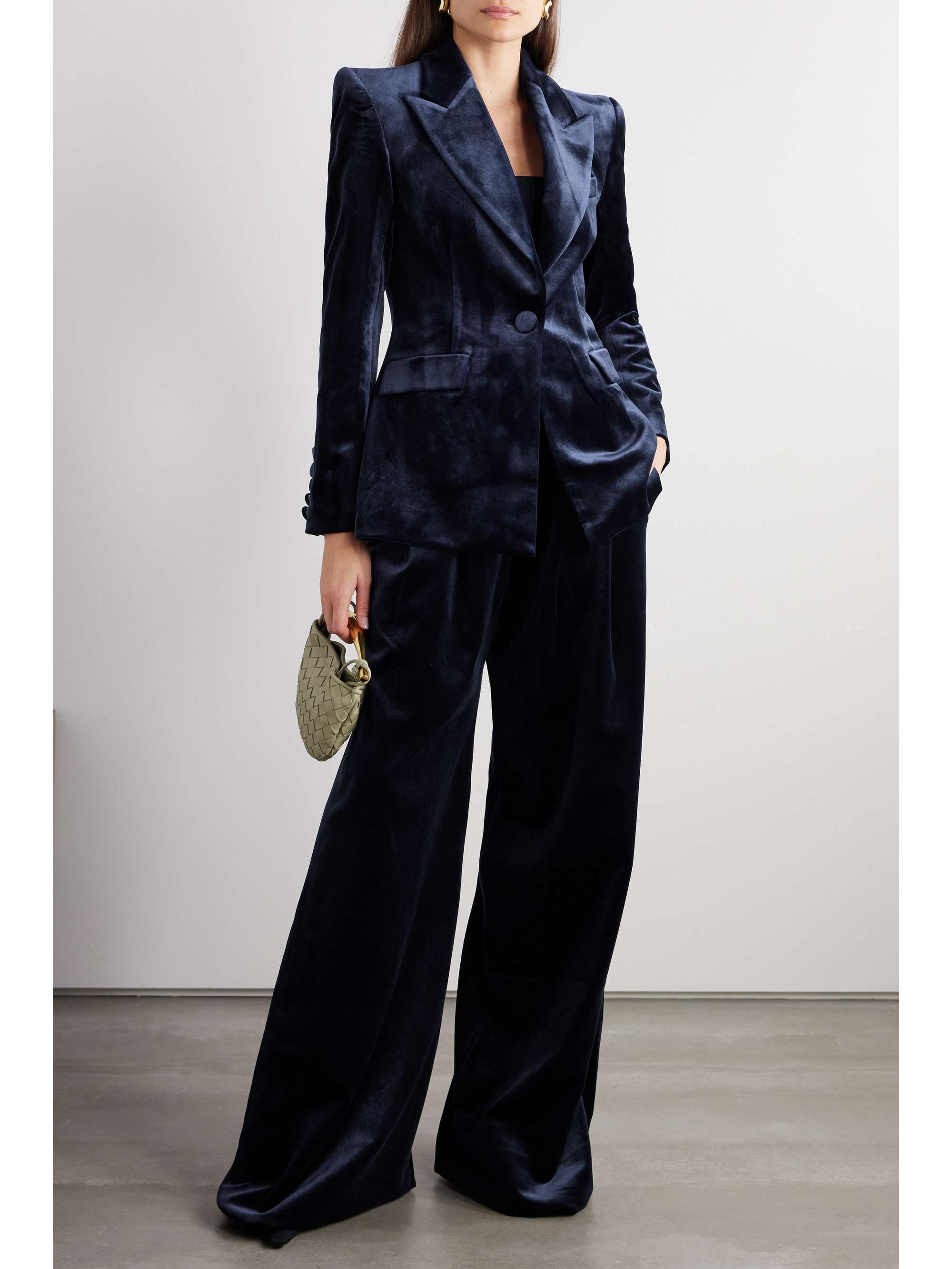 ALEX PERRY Double-breasted velvet blazer | NET-A-PORTER