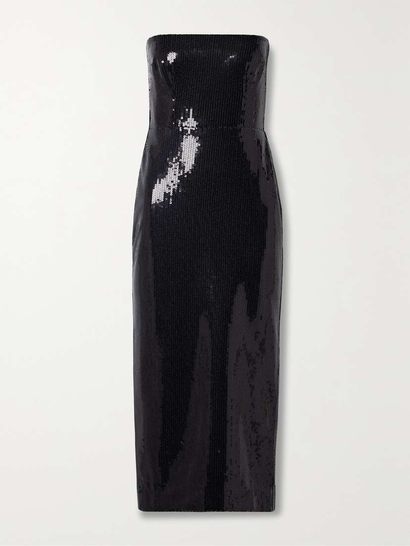 Alex Perry Strapless Sequined Crepe Midi Dress - UK 14