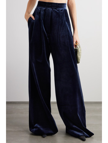 Alex Perry Pleated velvet wide-leg pants