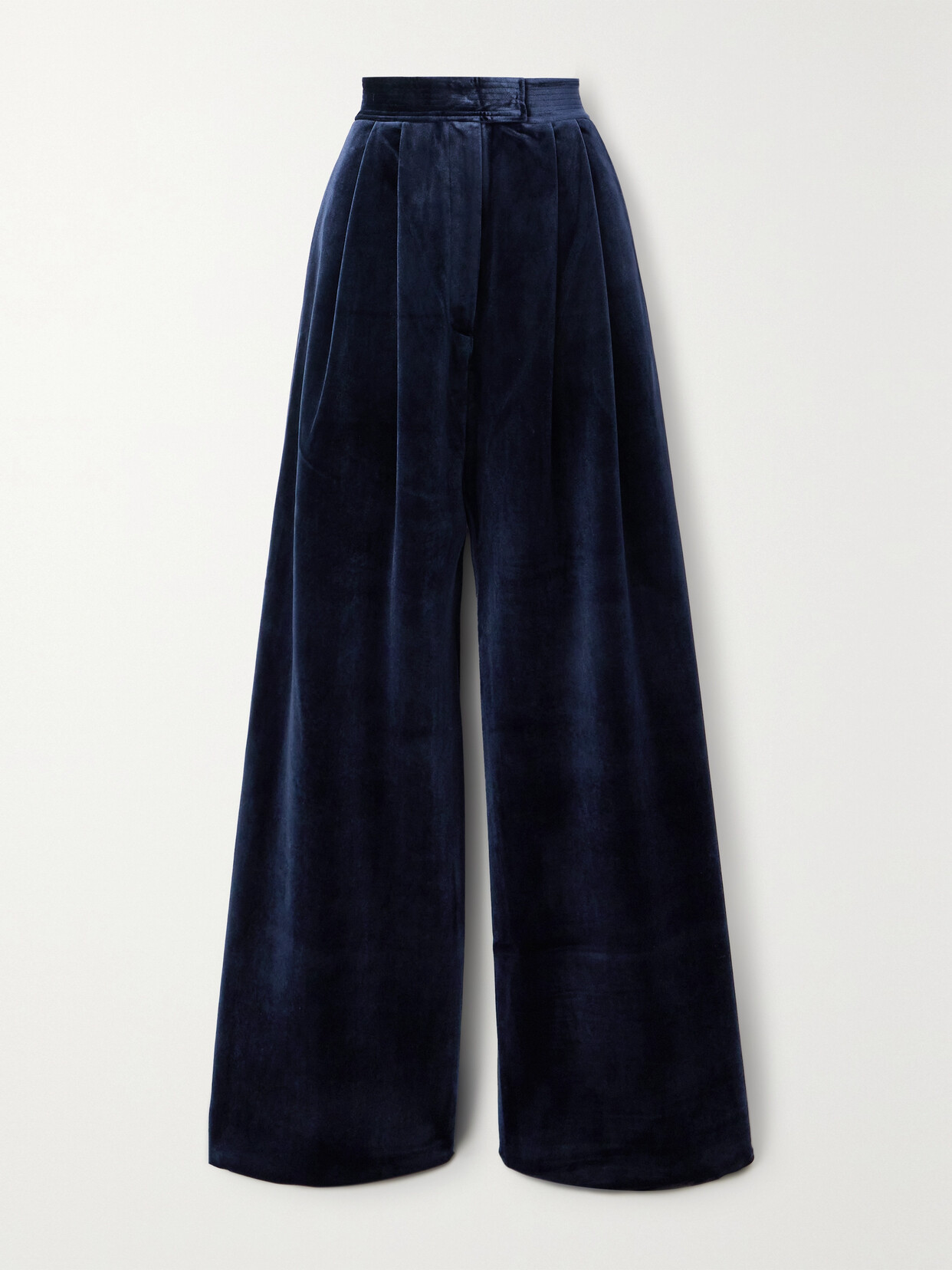 Alex Perry - Pleated Velvet Wide-leg Pants - Blue