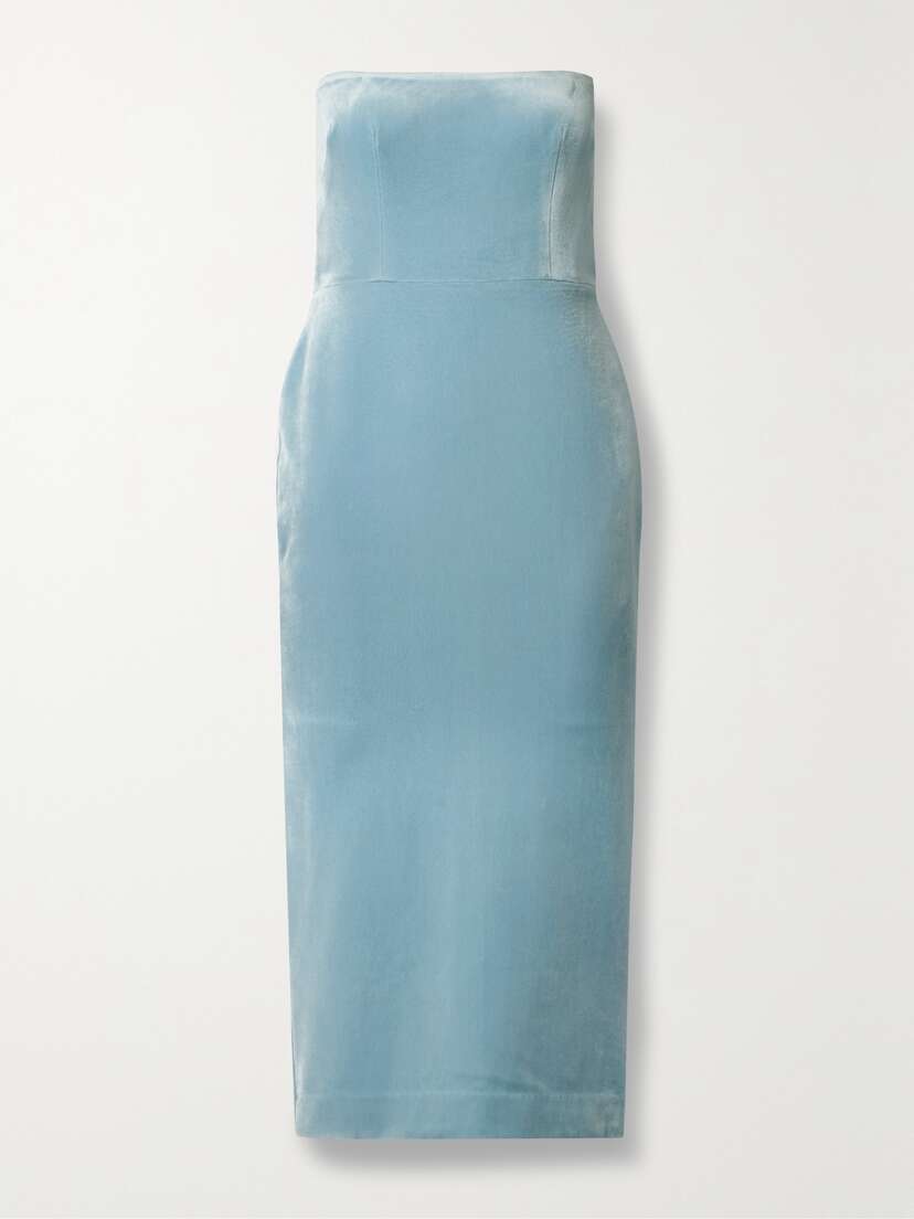 Alex Perry Strapless Velvet Midi Dress - UK 16
