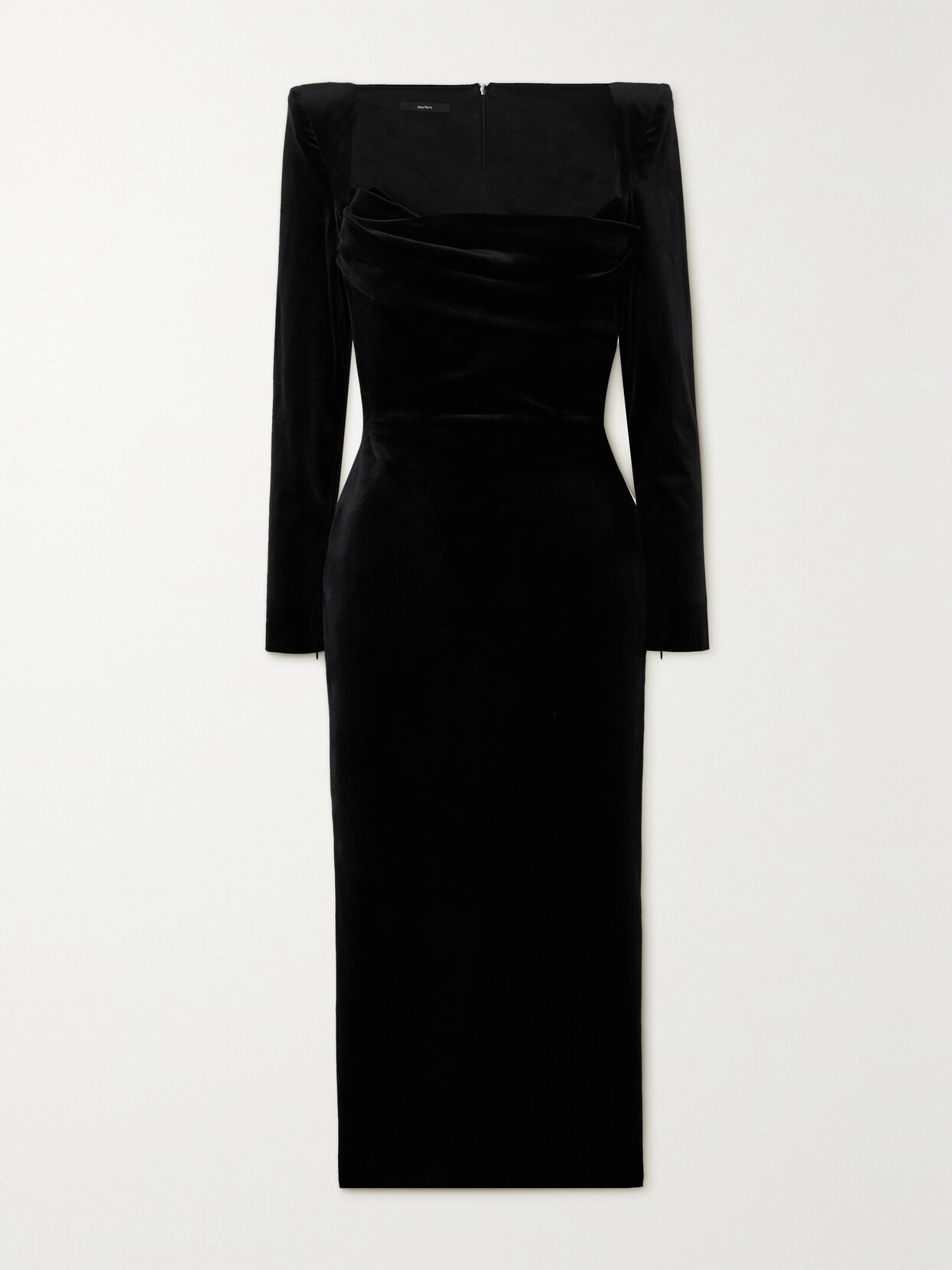 Alex Perry Draped Stretch-velvet Midi Dress In Black