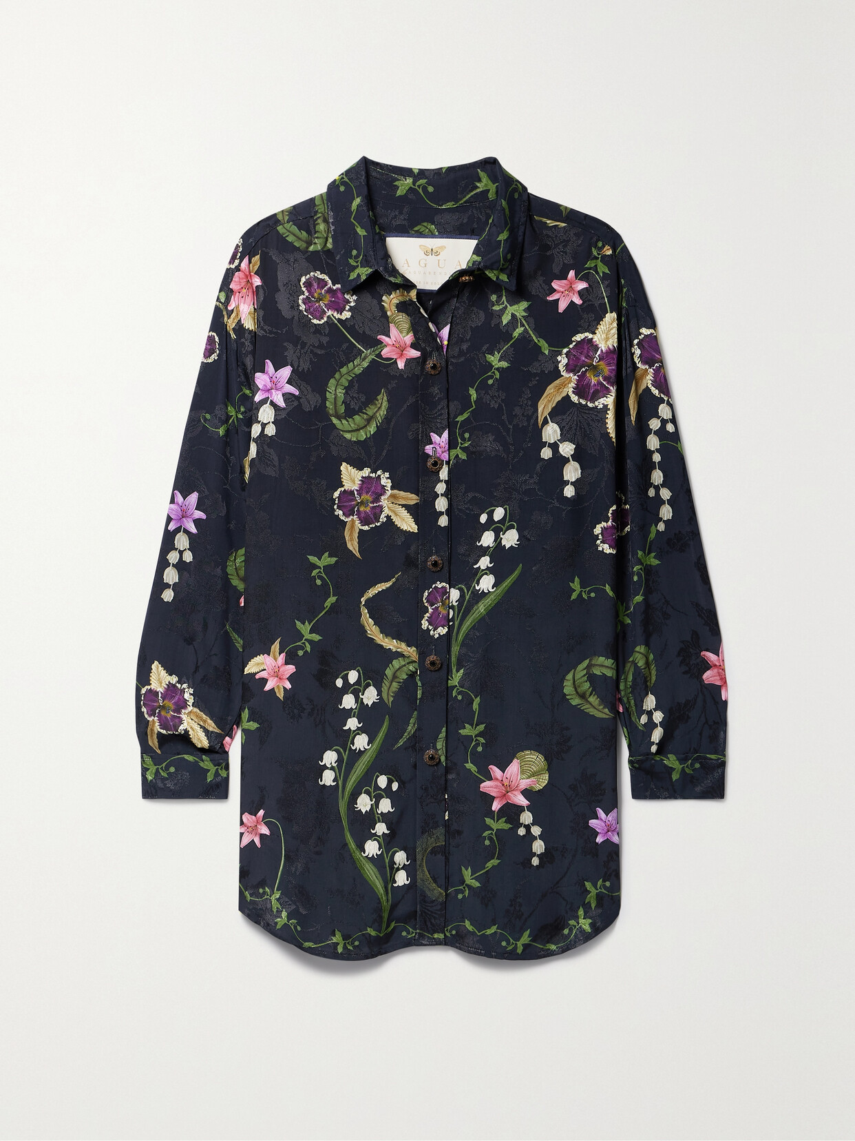 Agua By Agua Bendita + Net Sustain Cecilia Tesoro Floral-print Jacquard Shirt In Blue