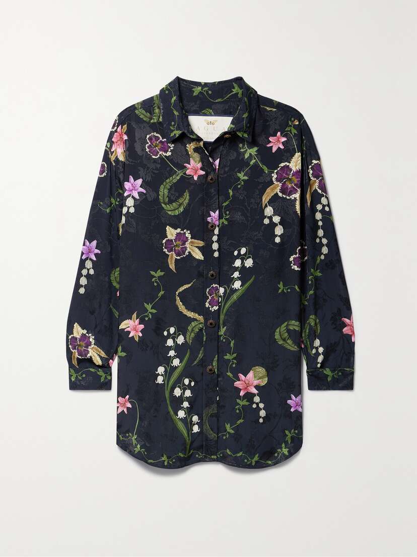 Agua by Agua Bendita + Net Sustain Cecilia Tesoro Floral-print Jacquard Shirt