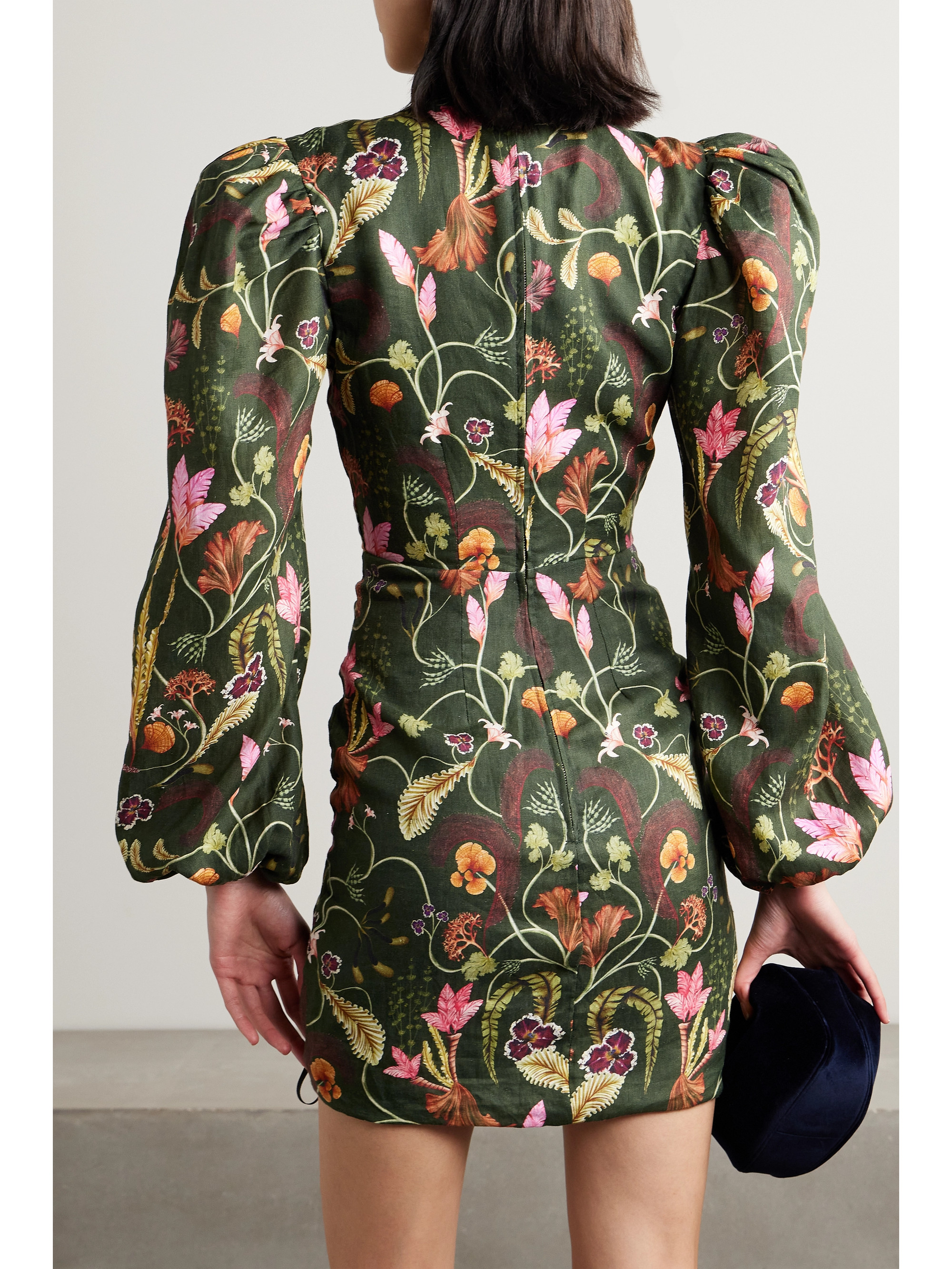 Agua by Agua Bendita + NET SUSTAIN Guaba Habitat ruched printed linen mini dress thumbnail
