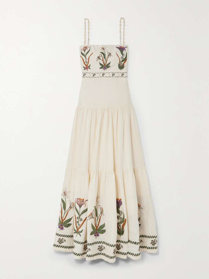 Agua by Agua Bendita + Net Sustain Lima Flora Embellished Appliquéd Linen Maxi Dress - x large