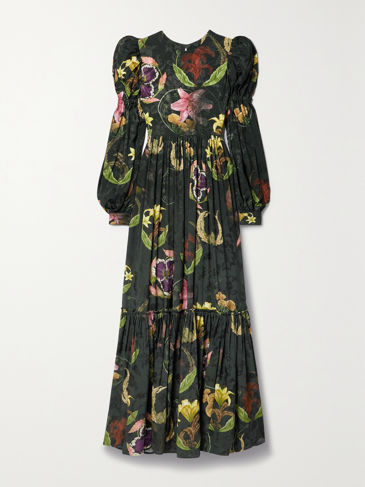 Agua by Agua Bendita + Net Sustain Secreto Marina Tiered Floral-print Jacquard Maxi Dress - Green