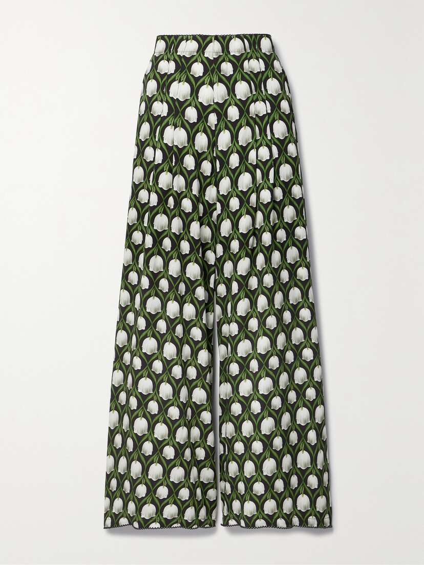 Agua by Agua Bendita + Net Sustain Piñon Pleated Floral-print Recycled-twill Wide-leg Pants