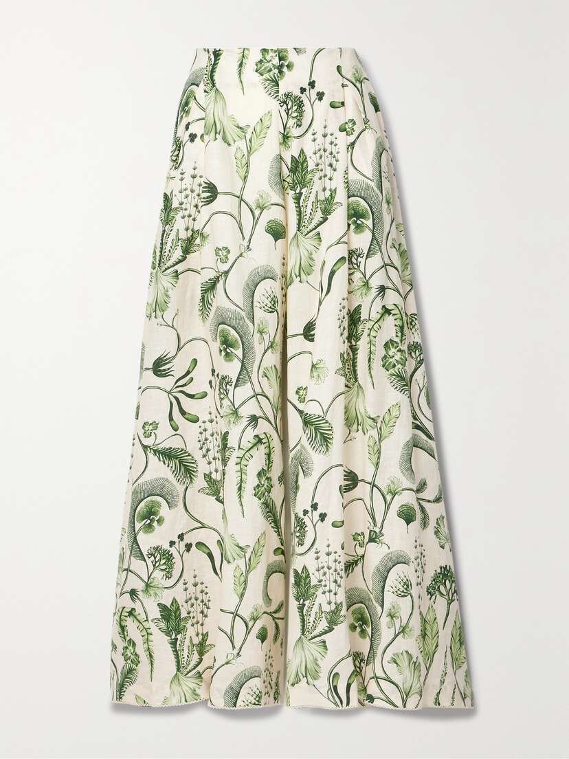 Agua by Agua Bendita + Net Sustain Marea Habitat Pleated Printed Linen Wide-leg Pants - x large