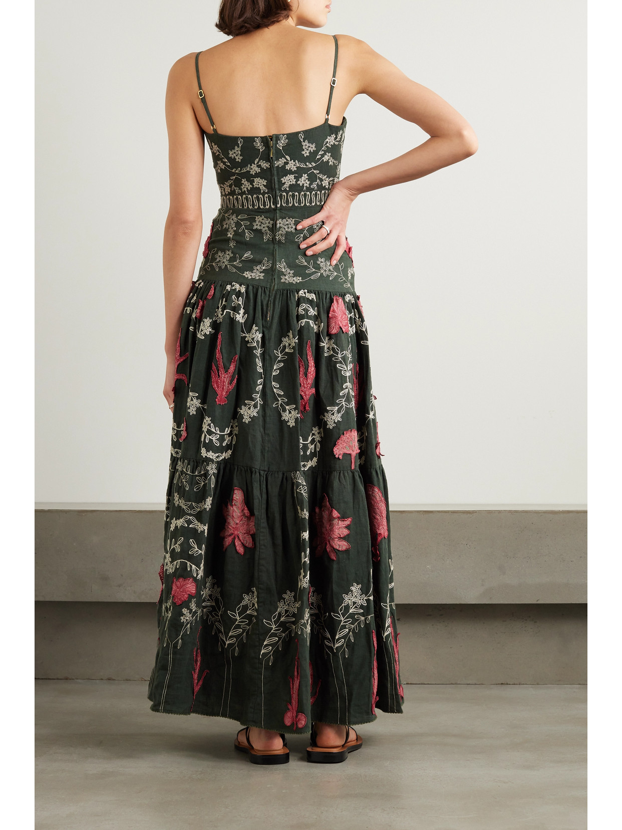 Agua By Agua Bendita Lima Encaje Embroidered Maxi Dress In Green