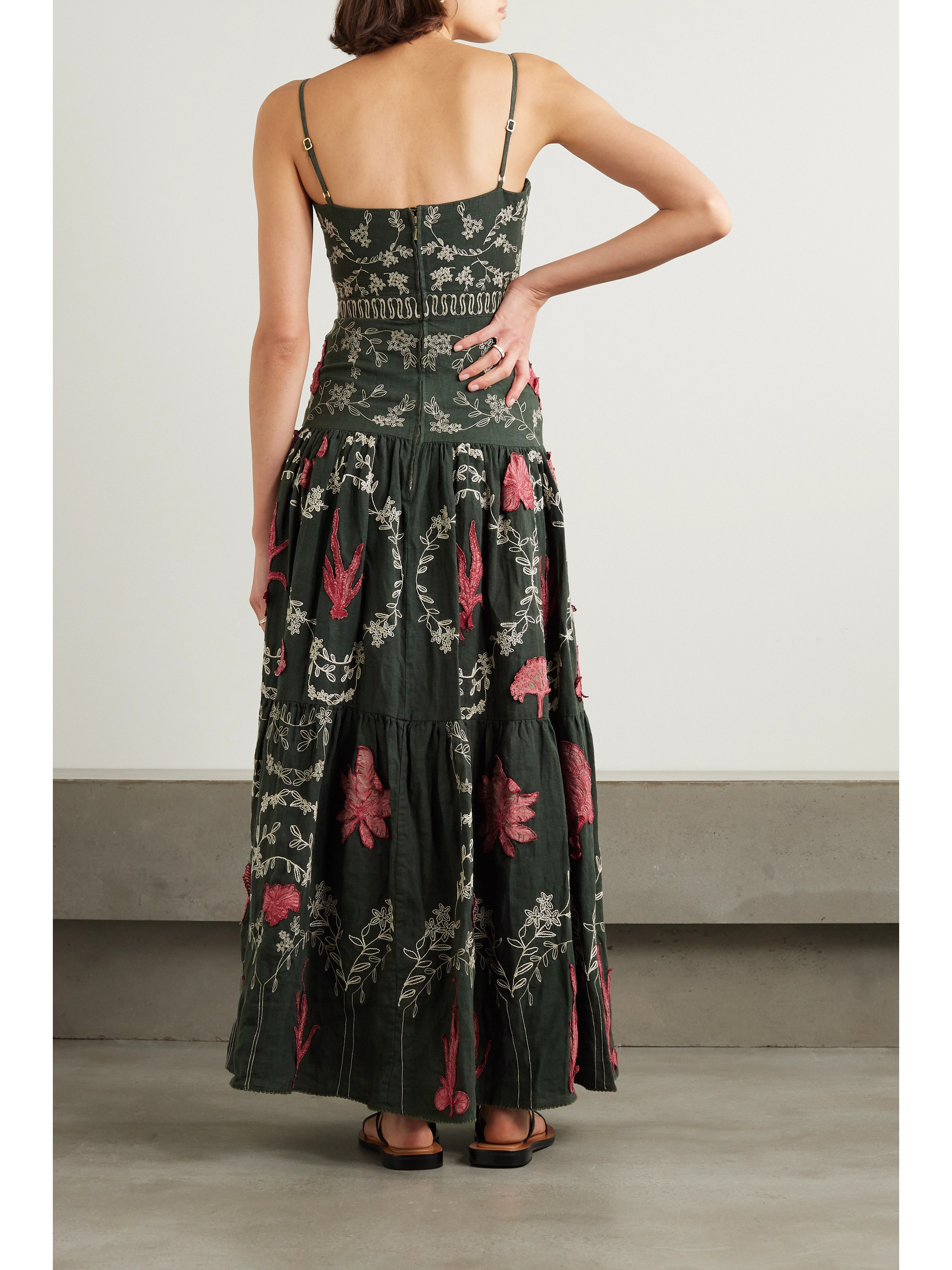 Agua by Agua Bendita + NET SUSTAIN Lima Encaje tiered appliquéd embroidered linen maxi dress thumbnail