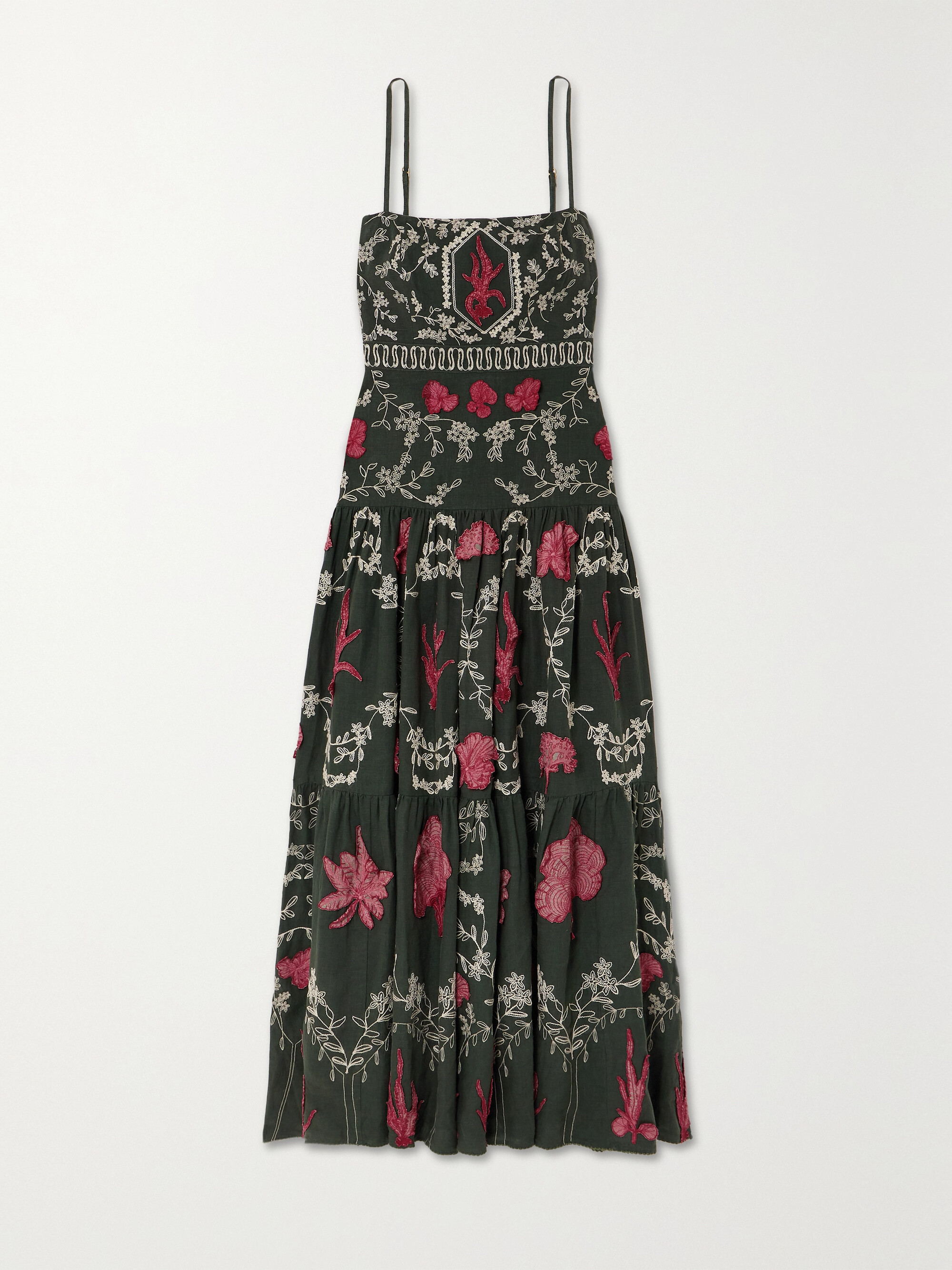 Agua by Agua Bendita + NET SUSTAIN Lima Encaje tiered appliquéd embroidered linen maxi dress thumbnail