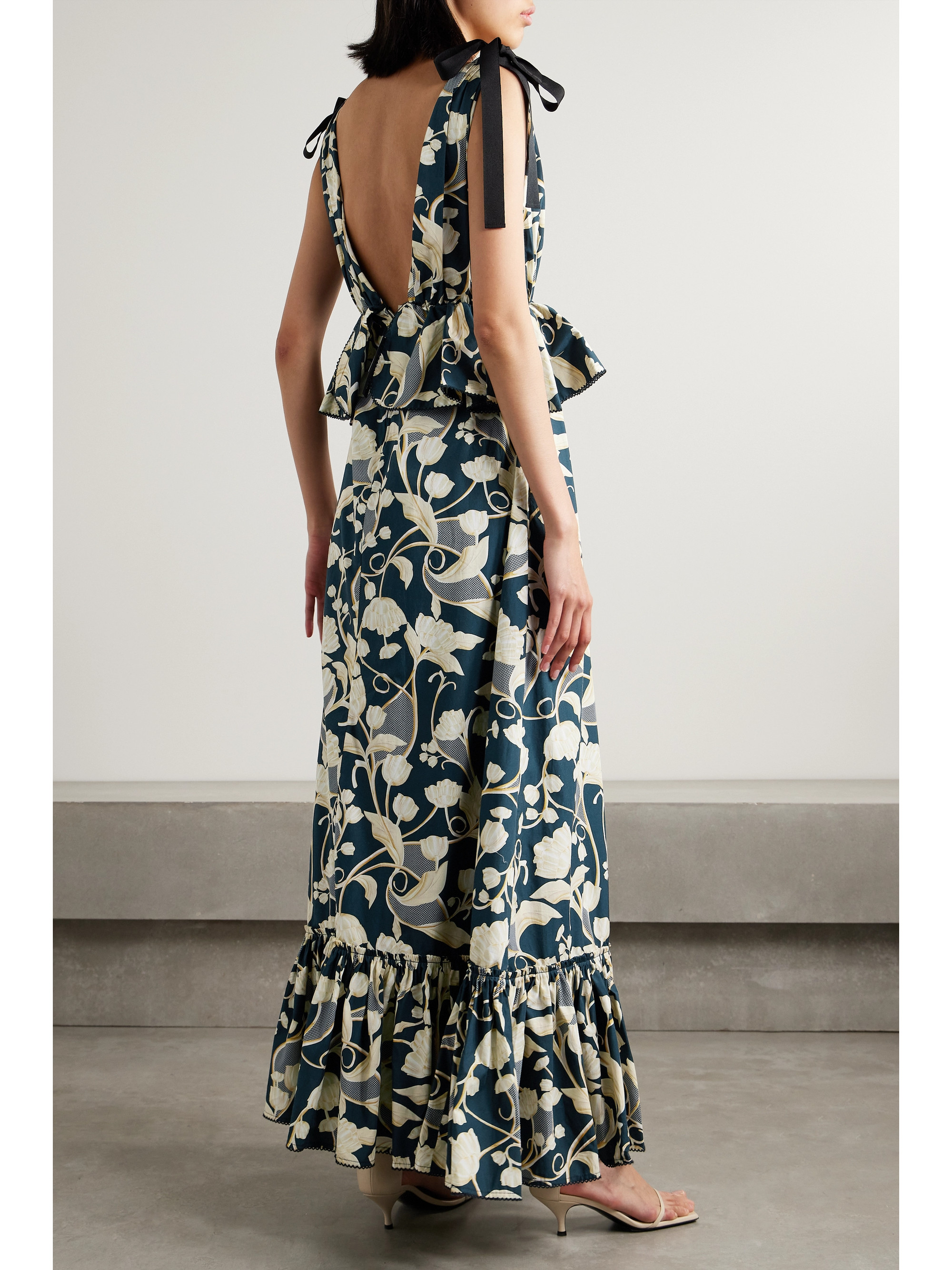 Agua by Agua Bendita + NET SUSTAIN Infinito Perla tiered ruffled printed cotton-poplin maxi dress