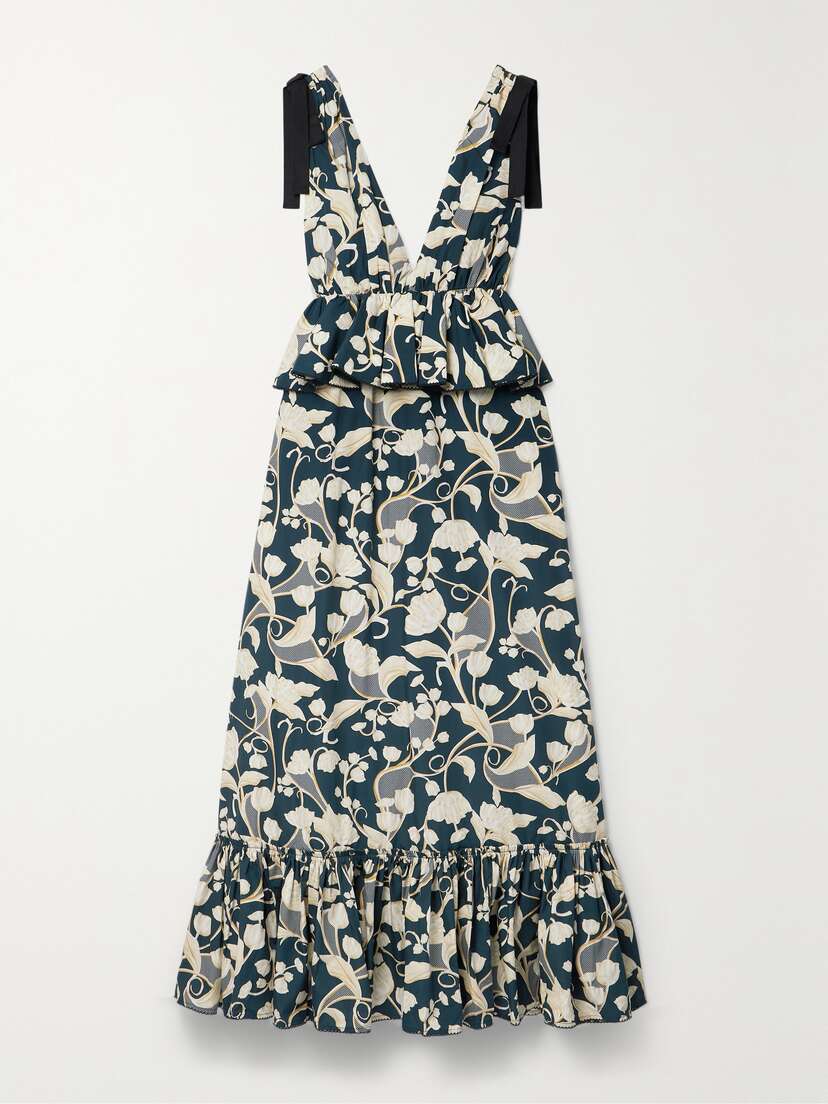 Agua by Agua Bendita + Net Sustain Infinito Perla Tiered Ruffled Printed Cotton-poplin Maxi Dress