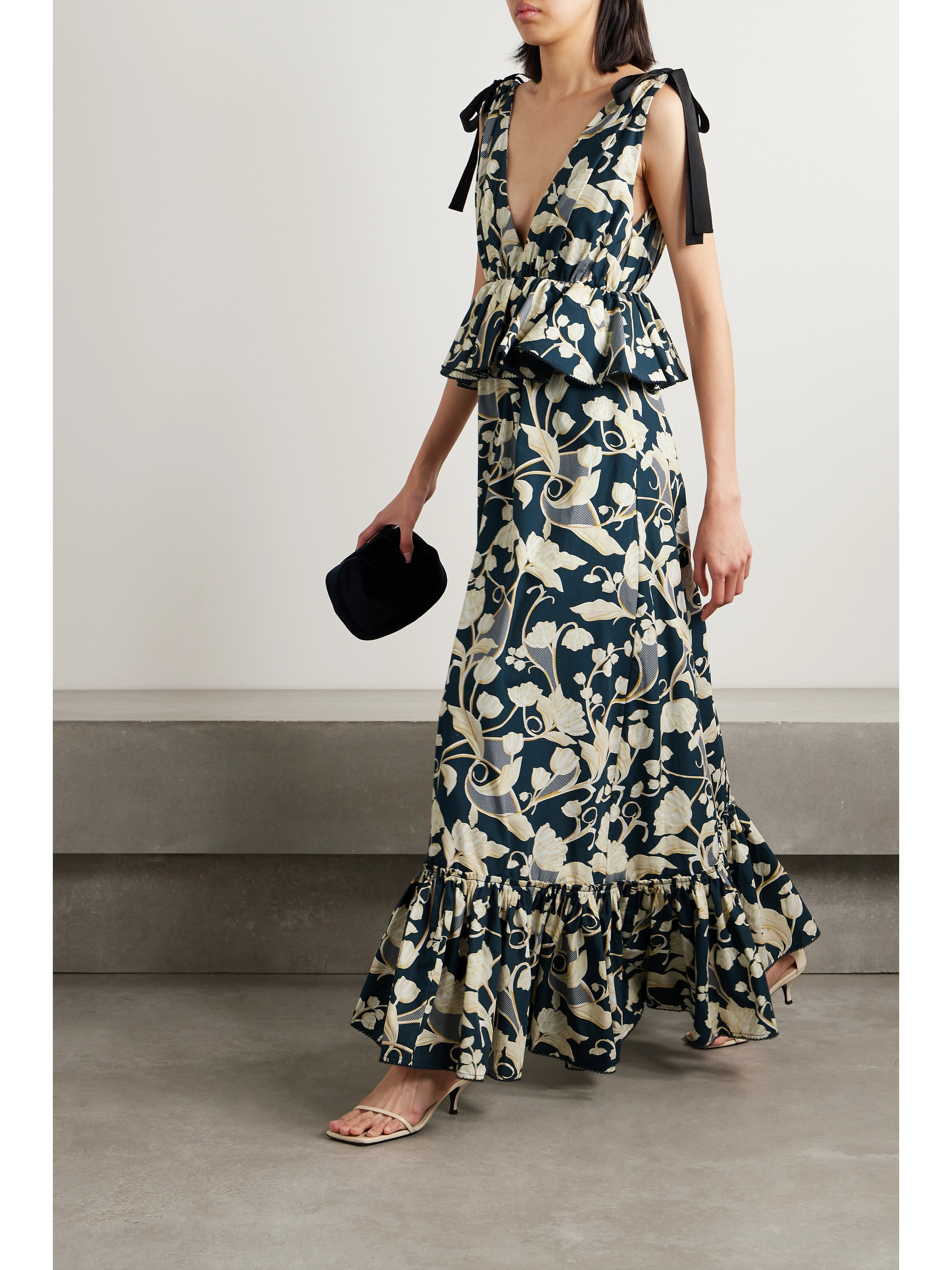 Agua by Agua Bendita + NET SUSTAIN Infinito Perla tiered ruffled printed cotton-poplin maxi dress