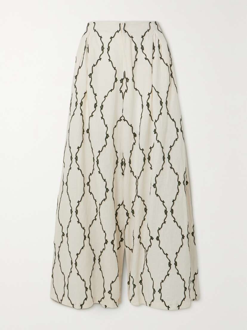 Agua by Agua Bendita + Net Sustain Marea Colado Embroidered Linen Wide-leg Pants
