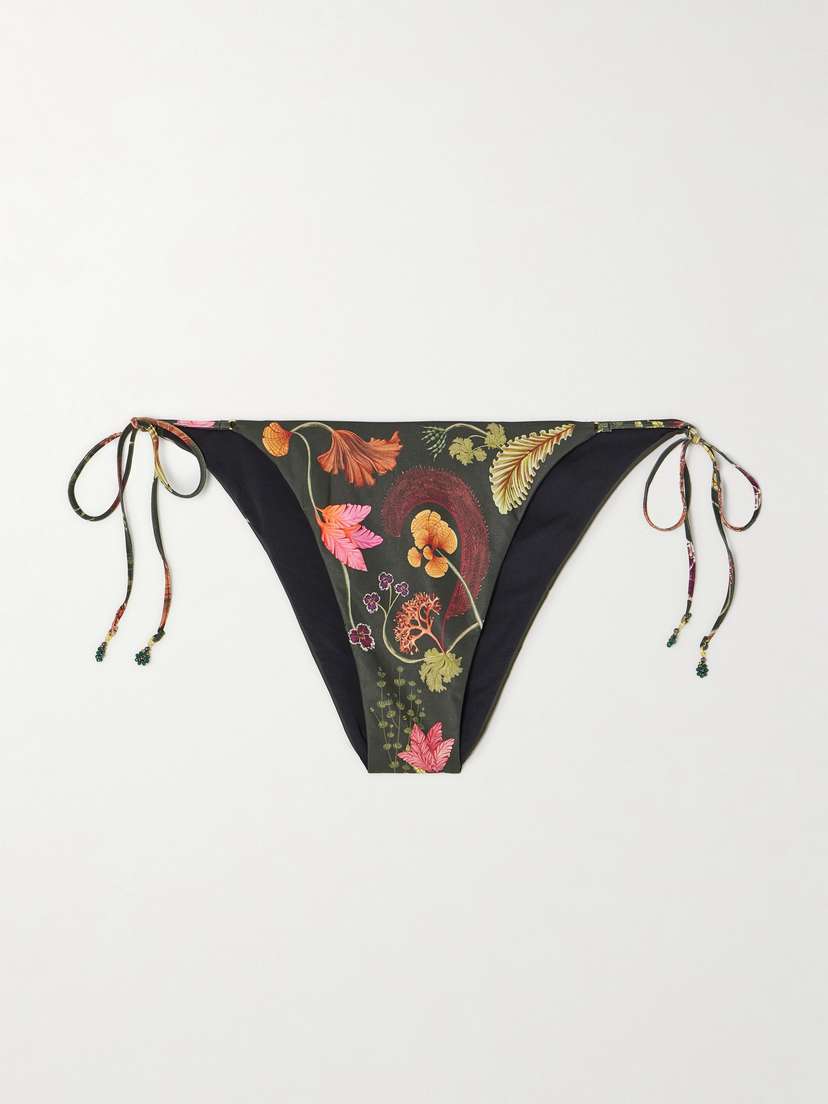 Agua by Agua Bendita + Net Sustain Poema Habitat Embellished Floral-print Recycled Bikini Briefs