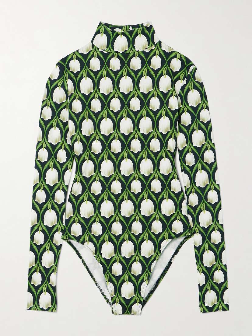 Agua by Agua Bendita + Net Sustain Cayena Perla Printed Stretch Recycled-jersey Bodysuit - x large