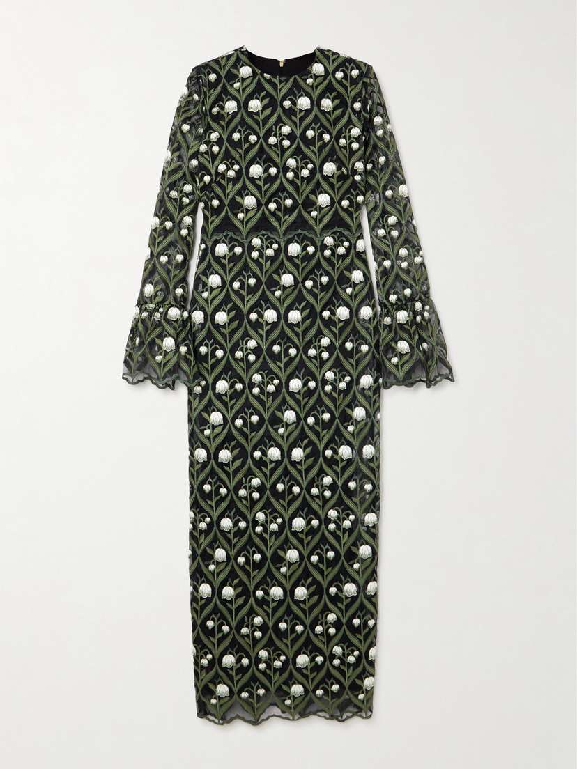 Agua by Agua Bendita + Net Sustain Ellisella Perla Embroidered Tulle Maxi Dress