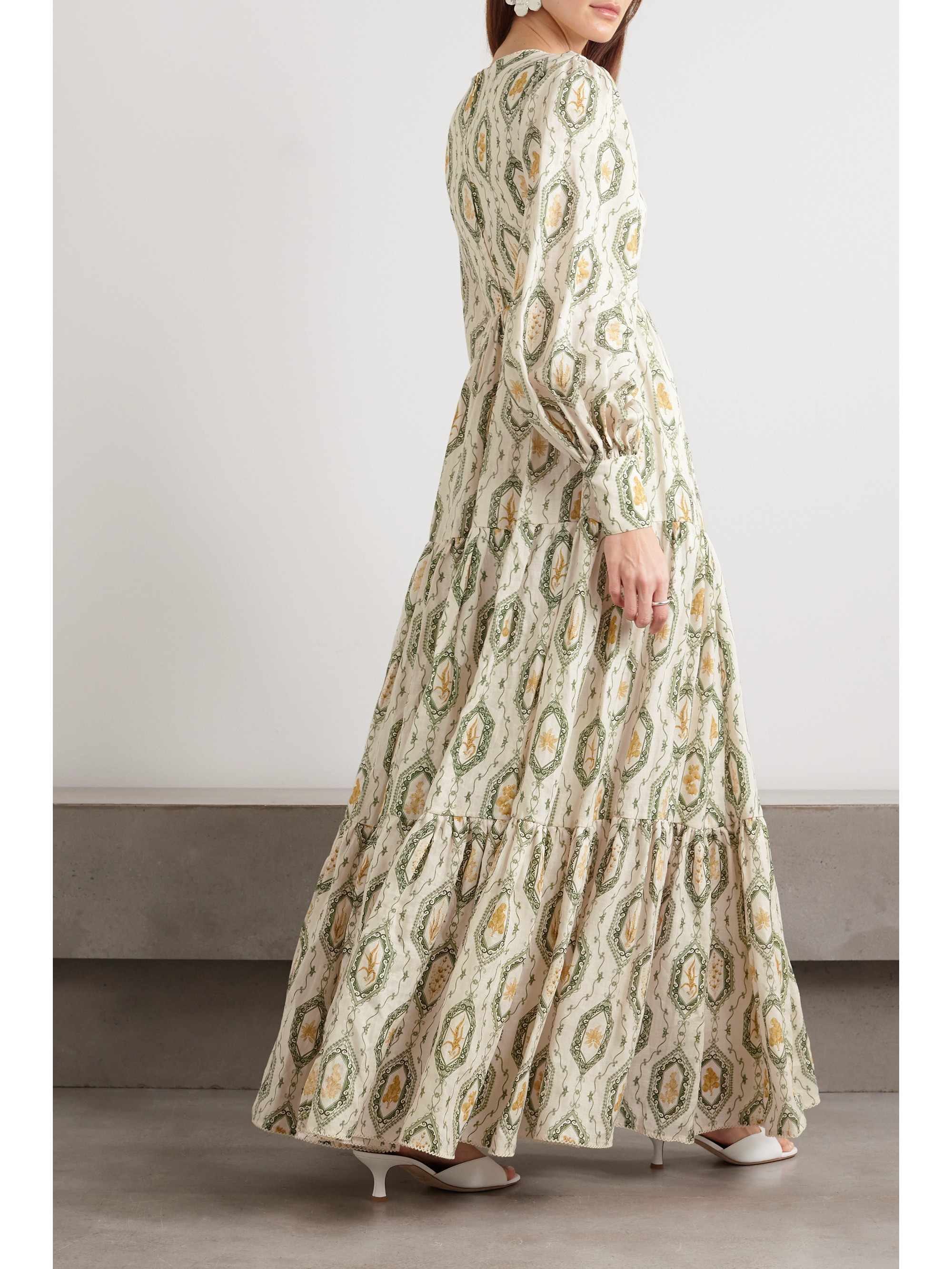 Agua by Agua Bendita + NET SUSTAIN Nuez tiered printed linen maxi dress thumbnail
