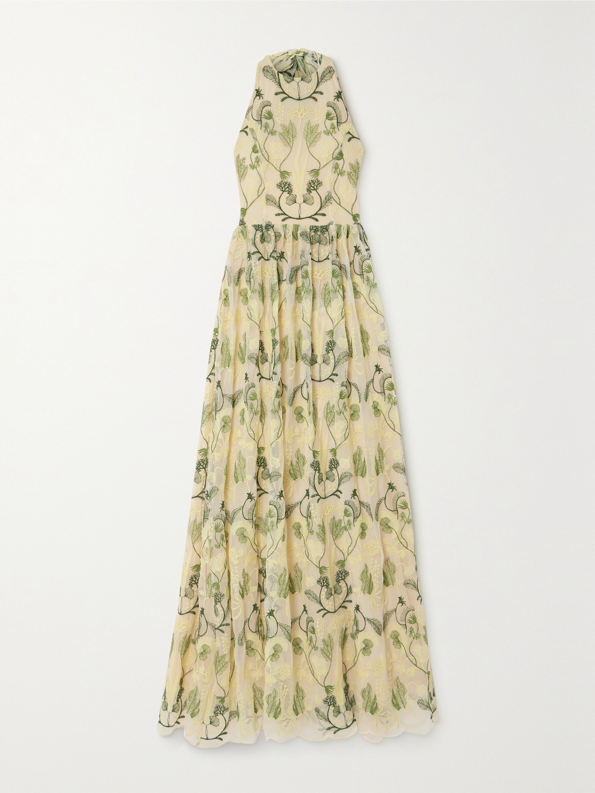 Agua by Agua Bendita + NET SUSTAIN Acanella embroidered tulle halterneck maxi dress thumbnail