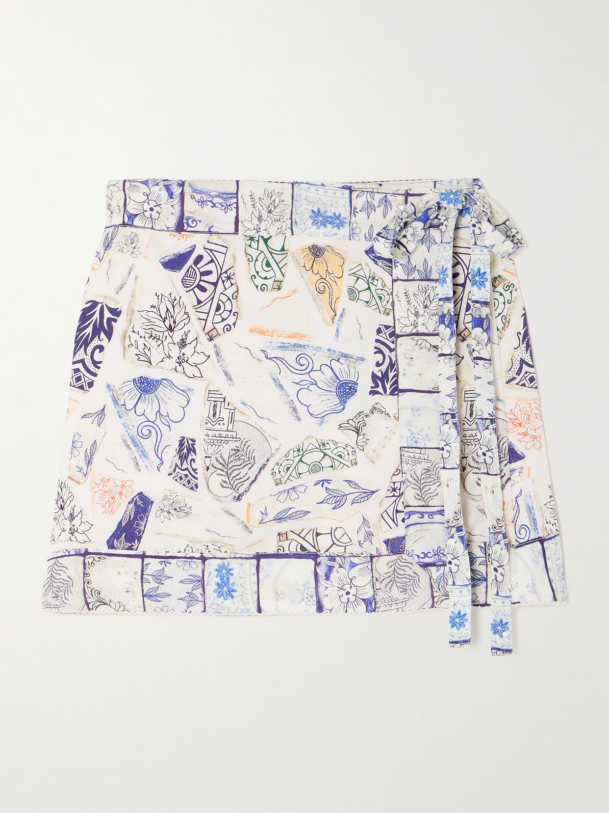 Agua by Agua Bendita + Net Sustain Luna Porcelana Printed Tencel™ Lyocell Pareo - Blue