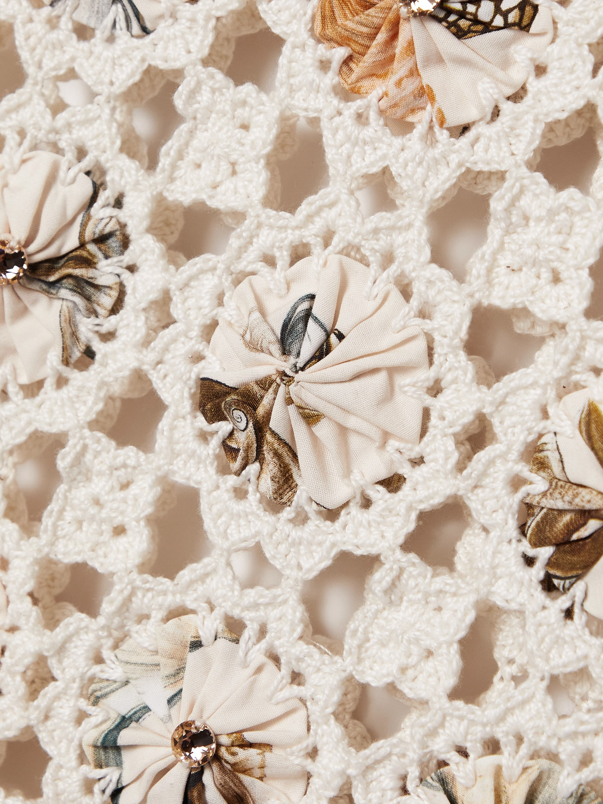 Agua By Agua Bendita + Net Sustain Arroyo Caracola Embellished Printed Crepe And Crocheted Cotton Midi Skirt In White
