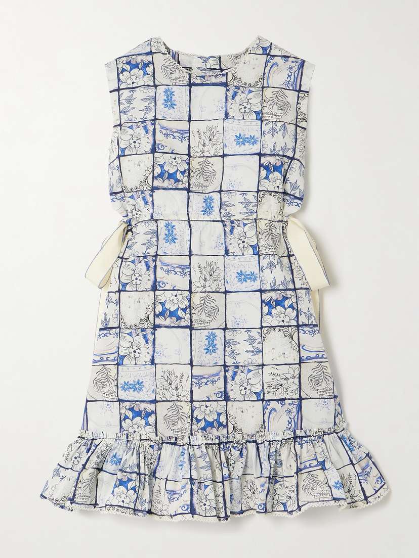 Agua by Agua Bendita + Net Sustain Sucré Porcelana Cutout Floral-print Cotton-poplin Mini Dress