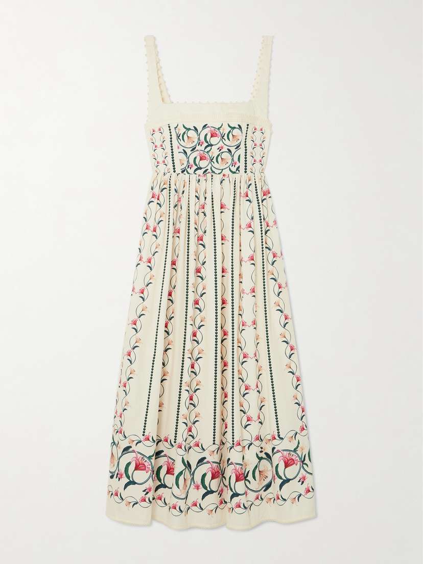 Agua by Agua Bendita + Net Sustain Barbara Rocio Embellished Floral-print Cotton-poplin Midi Dress - x large